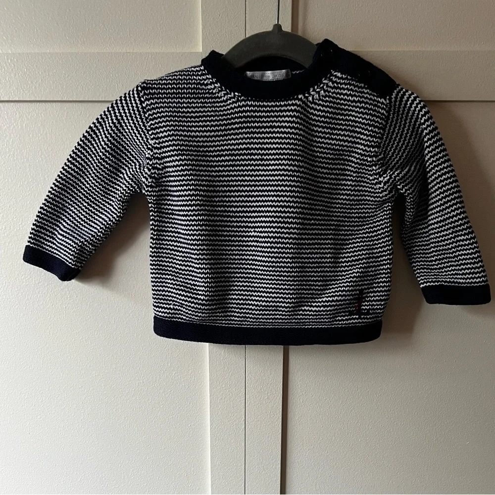 Janie And Jack Baby‎ Infant Vintage Striped Anchor Sweater Size 6-12 Months